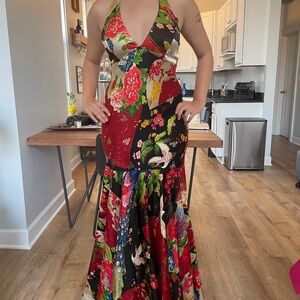 Sue Wong Multicolor Floral Maxi Dress